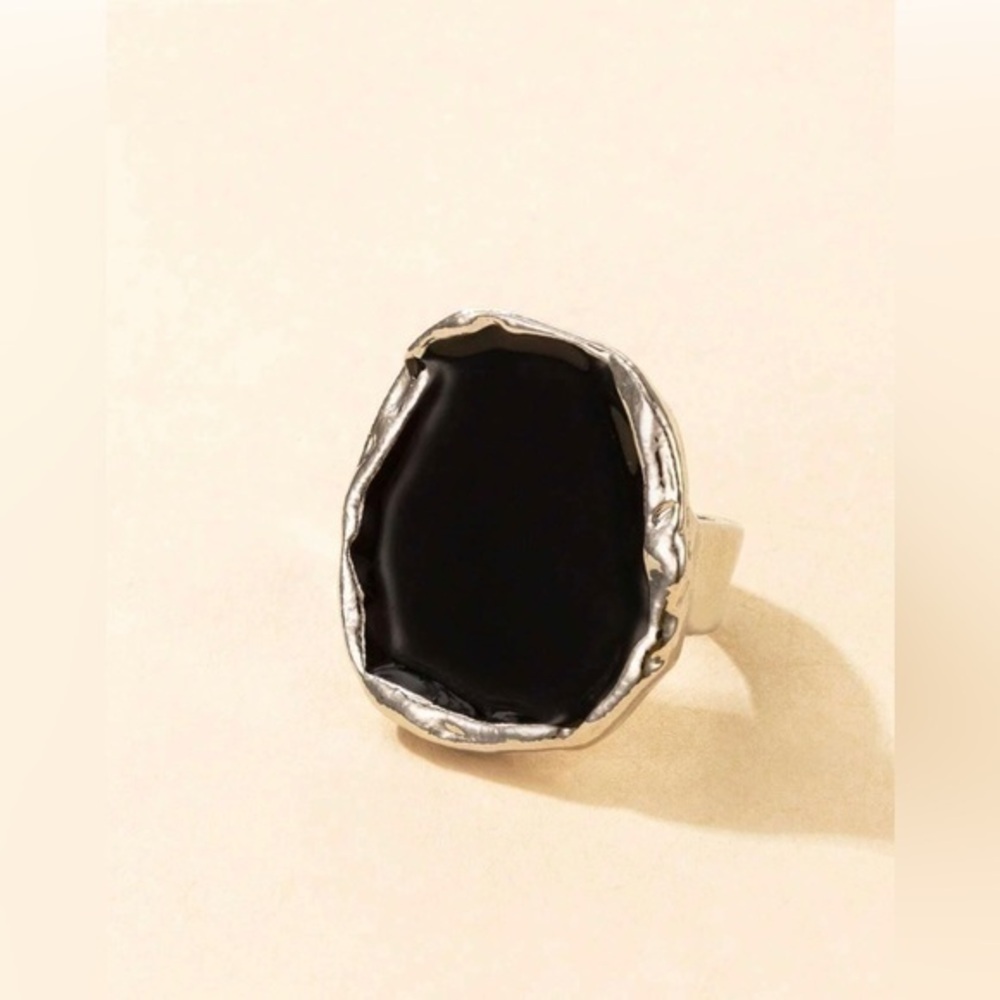 Nwt Black Opal Statement Ring - Silver - image 3